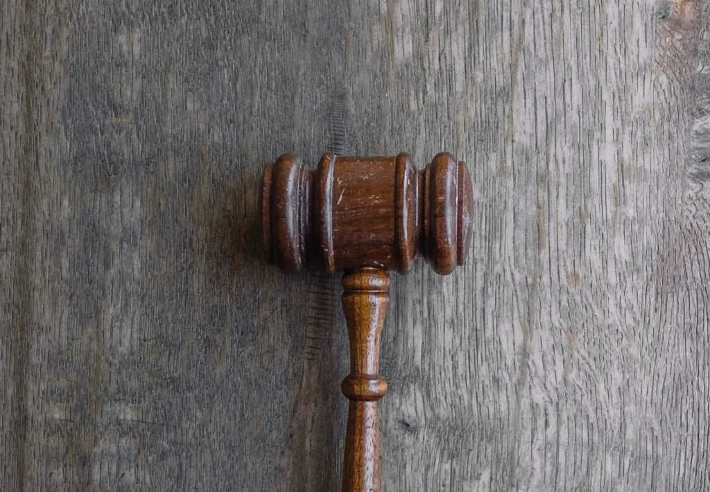 gavel on a table